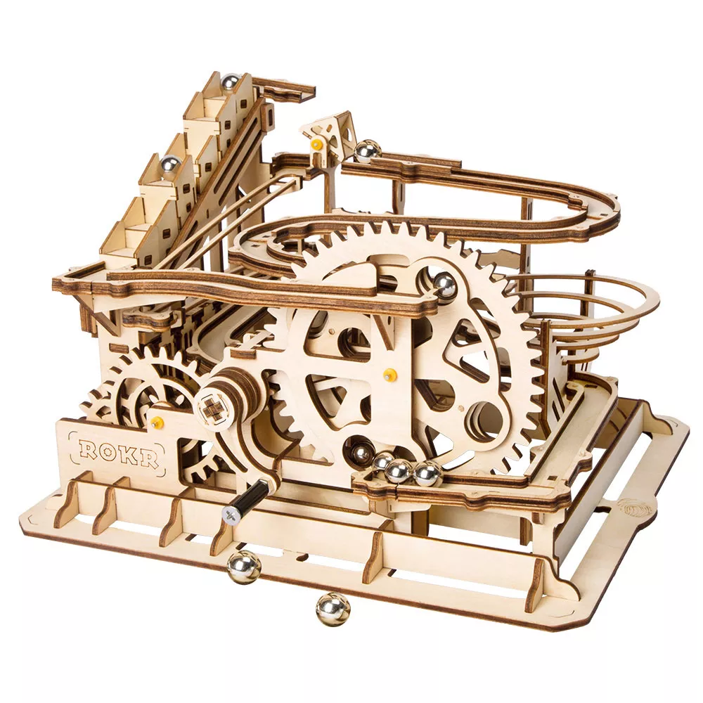 ROKR Parkour Big Funnel Coaster Marble Run 3D Modern Wooden Model