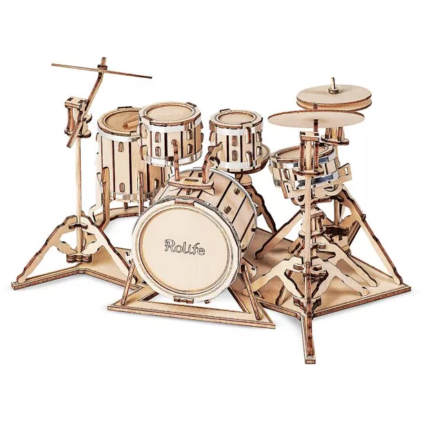 Rolife Drum Kit Model 3D Modern Wooden Puzzle