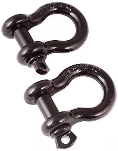 Rugged Ridge 11235.04 D-Ring Shackle Kit, 3/4 inch, Black, Steel, Pair