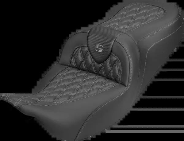 Saddlemen Roadsofa™ Carbon Fiber Seat – Lattice – Gray Stitch – Without Backrest – FLH/FLT ’08-’25