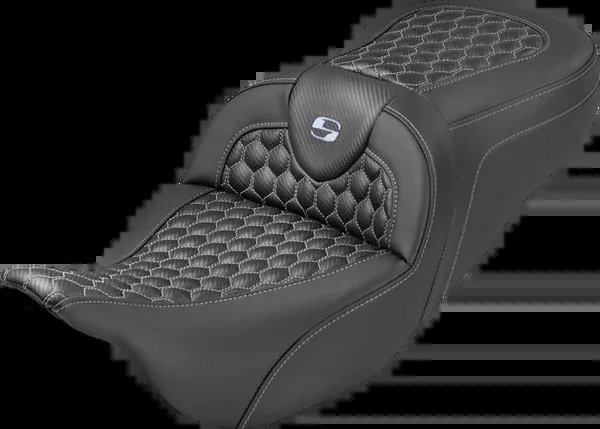 Saddlemen Roadsofa™ Seat – Honeycomb Stitch – Silver Stitch – No Backrest – FLH/FLT ’08-’25
