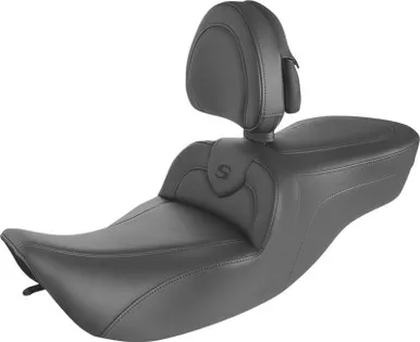 Saddlemen RoadSofa Seat With Backrest Black W/Black Stitching - 897-06-187BR