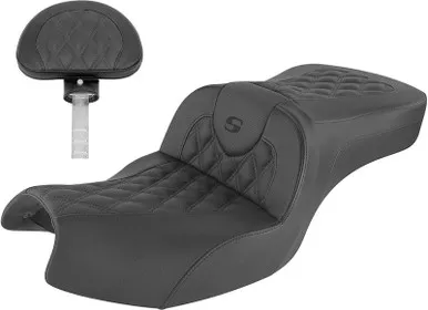 Saddlemen Roadsofa Seat With Backrest Full Lattice Stitch Black Indian - I20-06-182BR