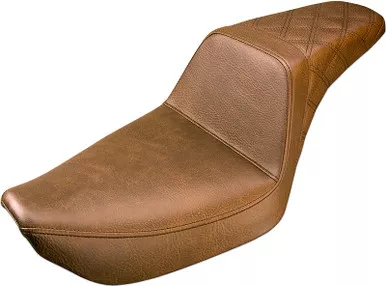 Saddlemen Step Up Seat Rear Lattice Stitched Brown Dyna - 896-04-173BR