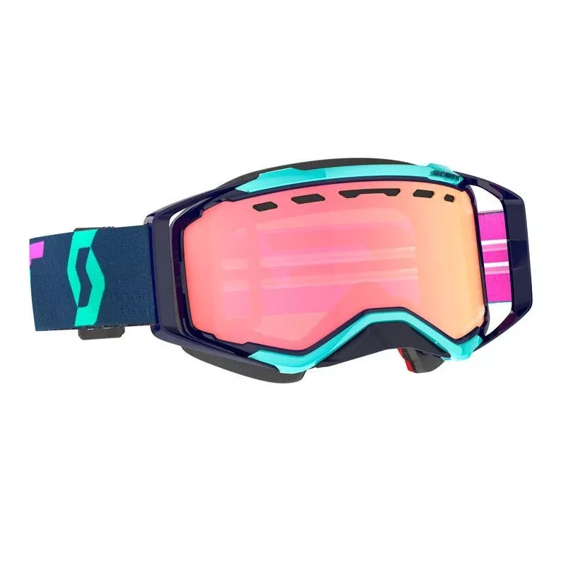 Scott Prospect Snowmobile Goggles (Turquoise Blue/Pink Pink Chrome)