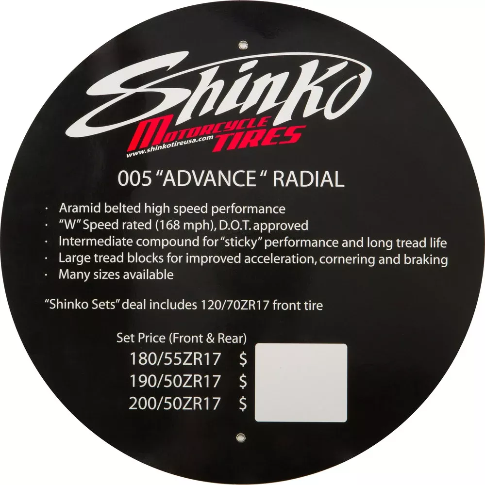 Shinko 87-4998 005 ADVANCE INSERT TIRE DISPLAY SIGN 005 ADVANCE