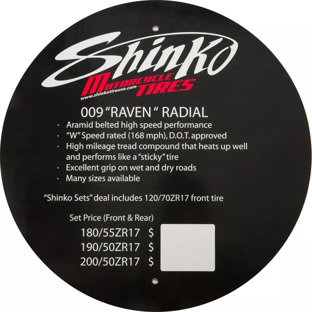 Shinko 87-4999 009 RAVEN INSERT TIRE DISPLAY SIGN 009 RAVEN