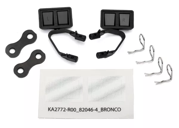 Side Mirrors, Retainers, & Body Clips (Black or Chrome)