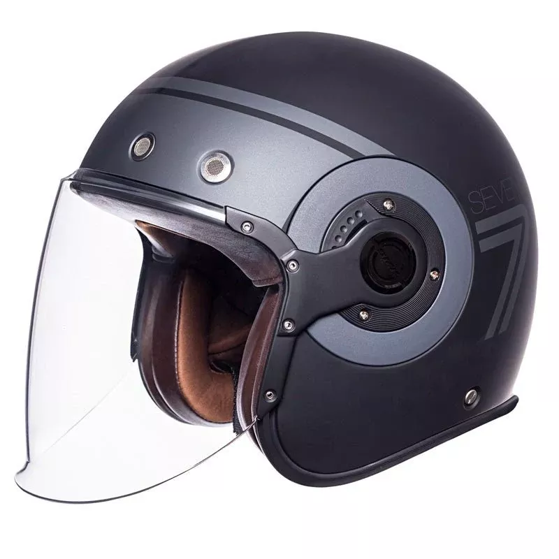 SMK Retro Jet Helmet Seven Black/Grey (Matte) (XS)