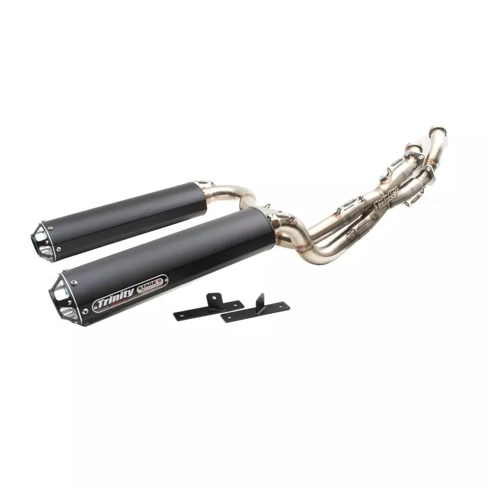 Trinity Racing Stage 5 Dual Full System Exhaust Black Muffler For Polaris Scrambler XP 1000 EPS 2014-2019