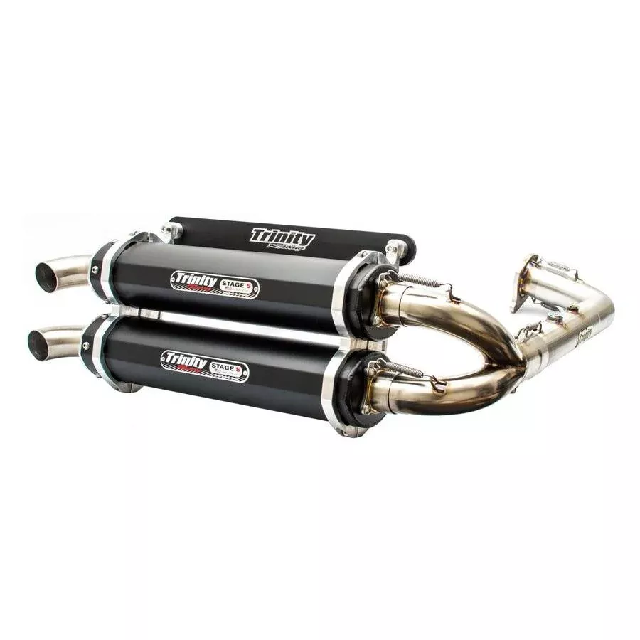 Trinity Racing Stage 5 Dual Full System Exhaust Black Muffler TR-4174D-BK