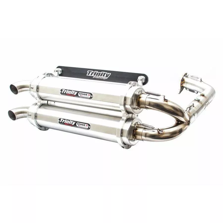 Trinity Racing Stage 5 Dual Full System Exhaust Brushed Muffler TR-4174D