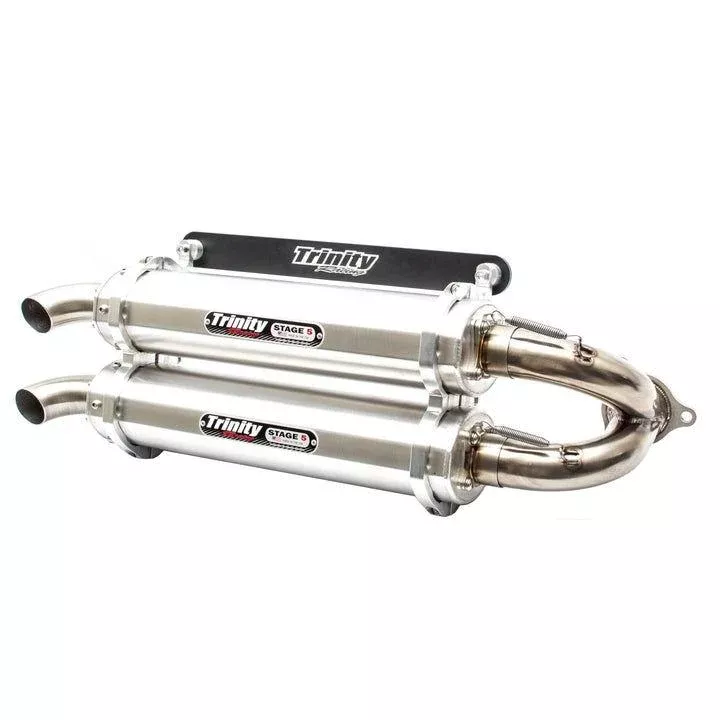 Trinity Racing Stage 5 Dual Slip On Exhaust Brushed Muffler TR-4152S