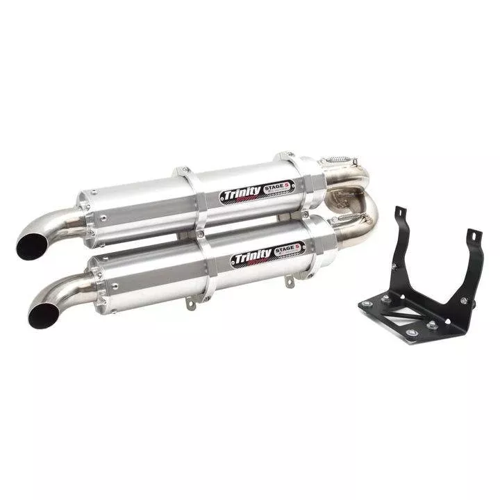 Trinity Racing Stage 5 Dual Slip On Exhaust Brushed Muffler TR-4160S