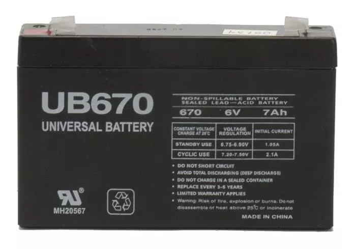UPG 6V 7Ah Sealed Lead Acid – AGM – VRLA Battery – F1