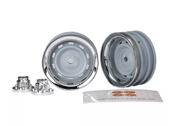 Wheels, 1.9″, Chrome (2)/ Center Caps (2)/ Decal Sheet (Requires #8255A Extended Stub Axle)