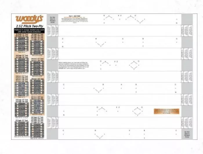 Woodys 2.52 PITCH TEMPLATE TWO PLY TRACKS 252T-TEMP