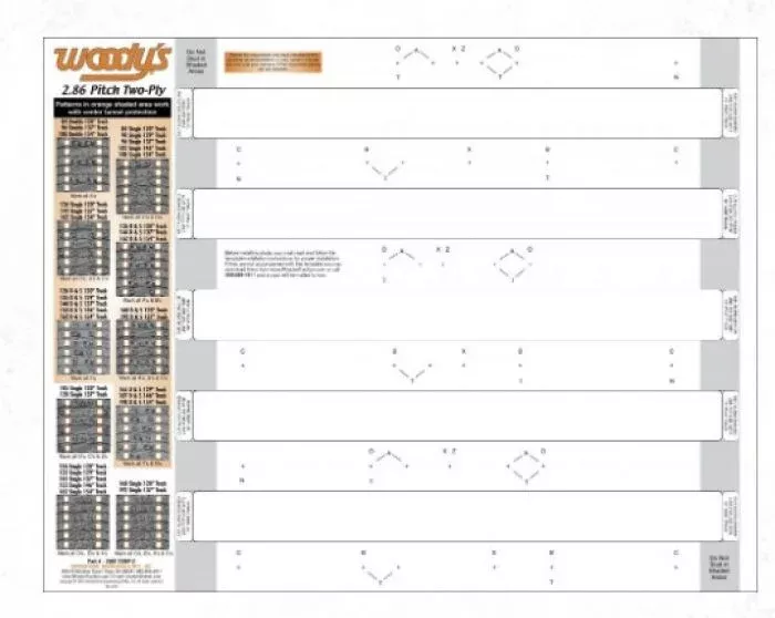 Woodys Stud Template 2.86 Pitch Two Ply Tracks 286T-TEMP-2