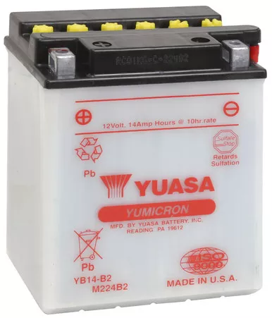 Yuasa YUAM224B2IND Conventional YB14B2 12 Volt Battery