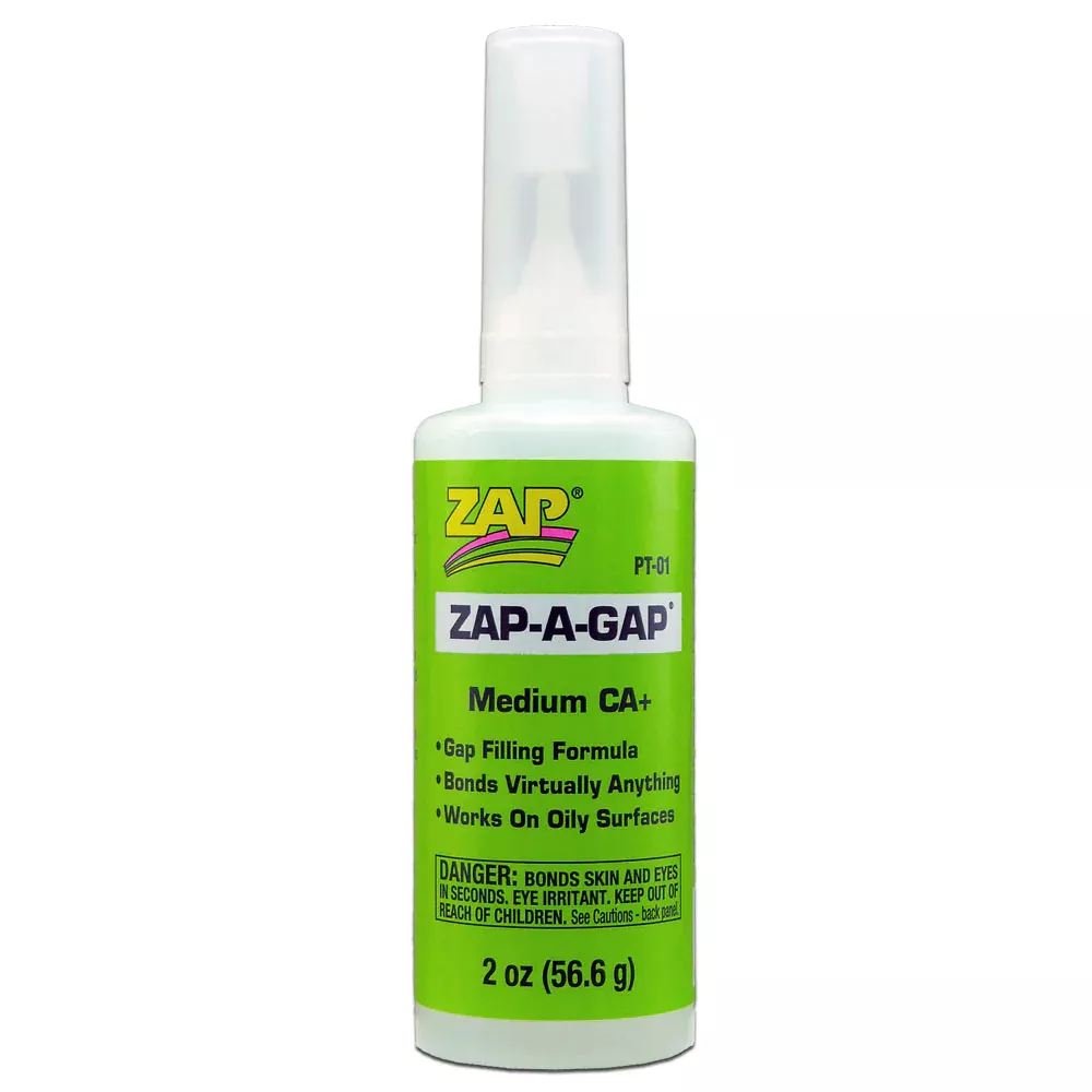 Zap-A-Gap CA+ Glue (.5oz or 2oz Bottle)
